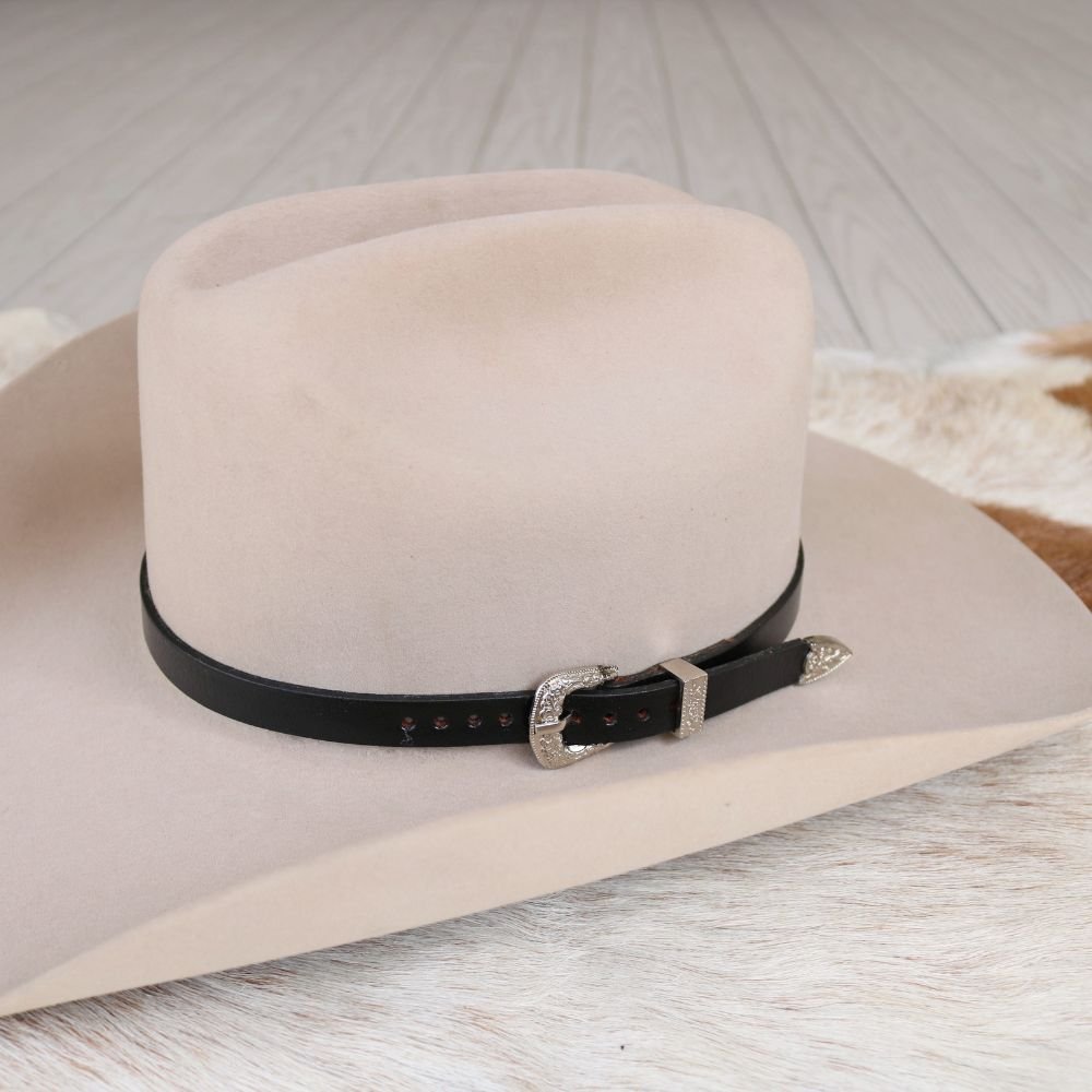 Western Black Leather Hat Band - Cash