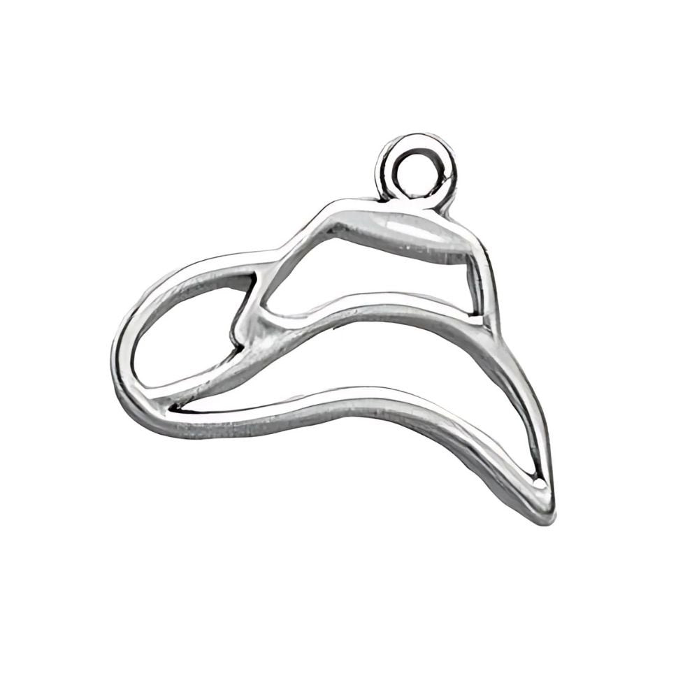 Cowboy Hat Silhouette Charm Sterling Silver