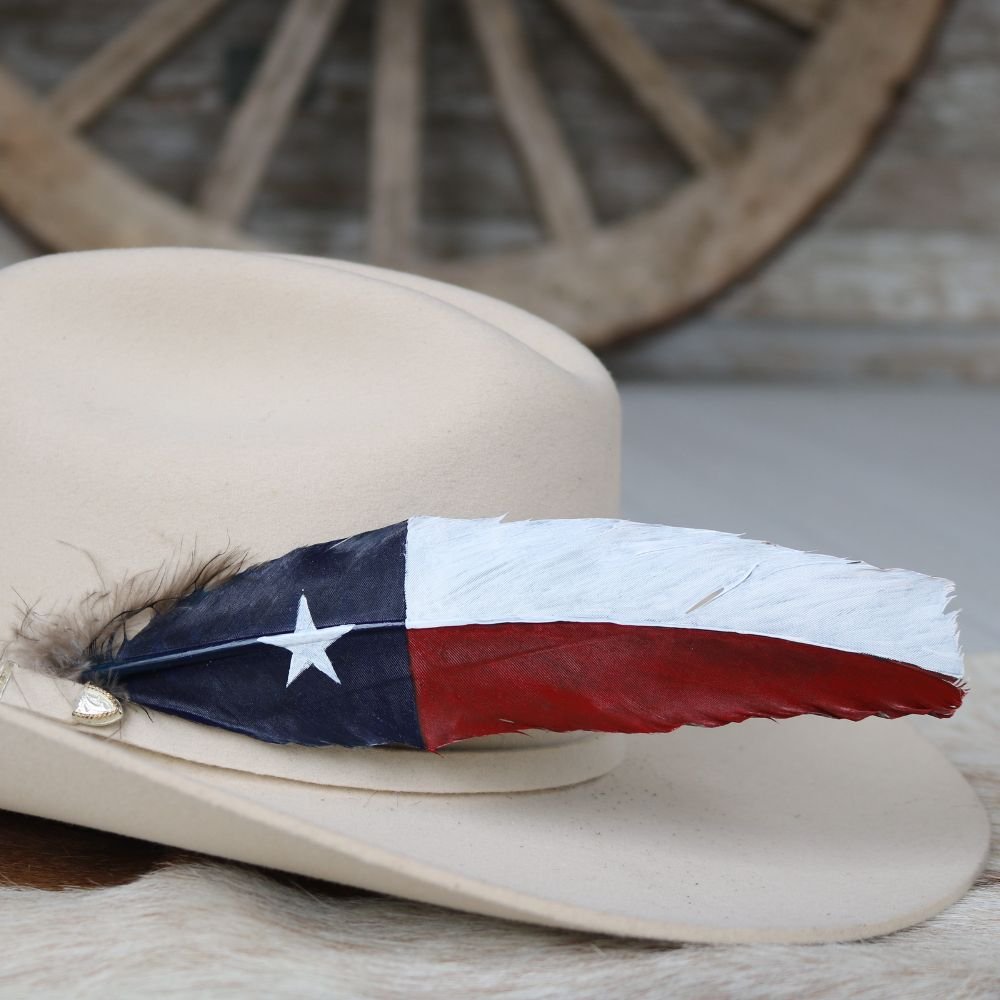 Texas Flag Painted Turkey Hat Feather