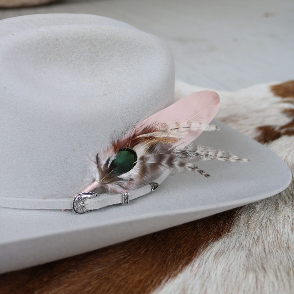 a hat with feathers on it