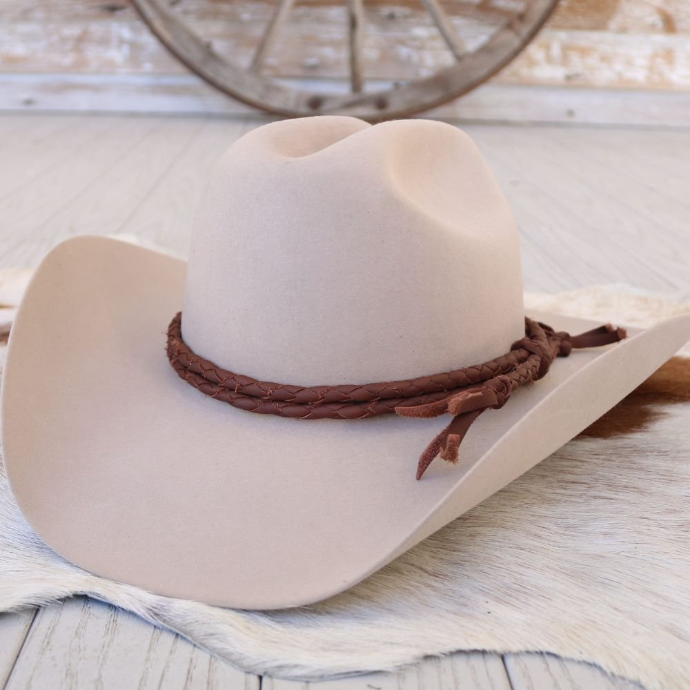 Brown Braided Leather Hat Band