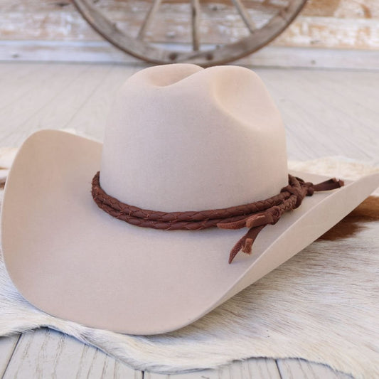 Brown Braided Leather Hat Band
