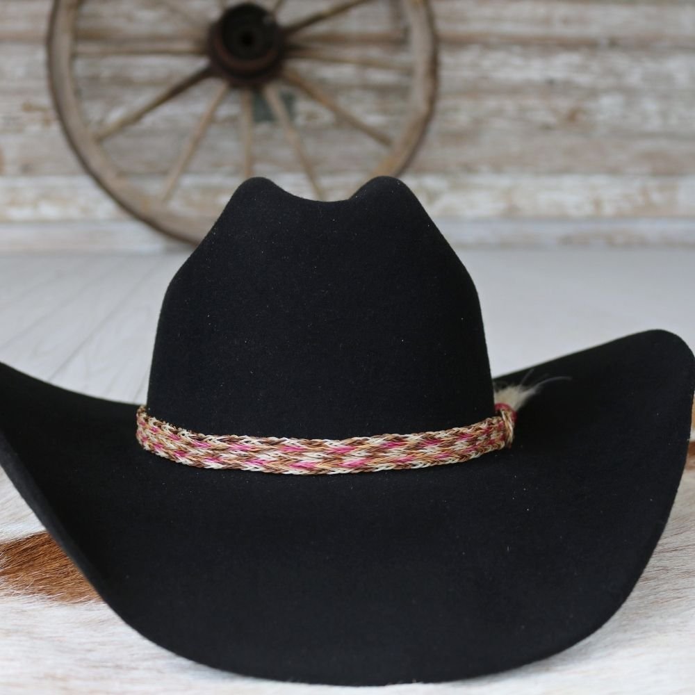Horsehair Pink Braided Tassel Hat Band