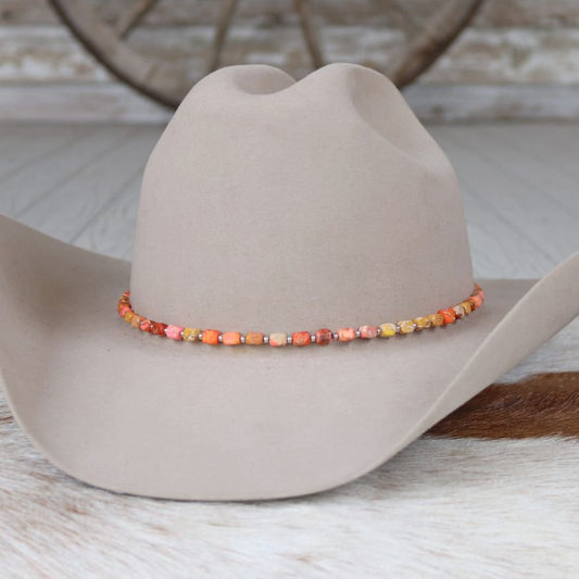 Chunky Orange Stone Hat Band - Terracotta