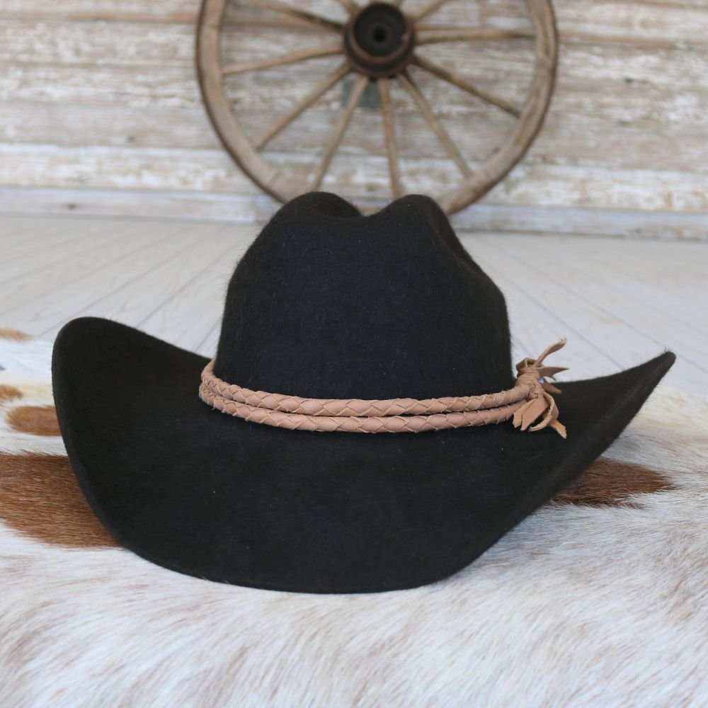 Tan Braided Leather Hat Band