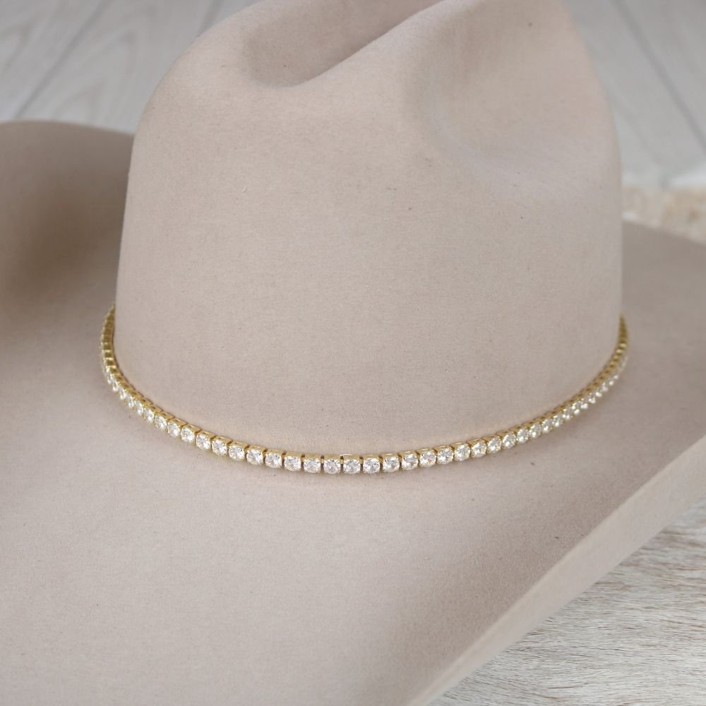 14K Tennis Chain Rhinestone Hat Band – The Dolly – Willow Lane Wholesale