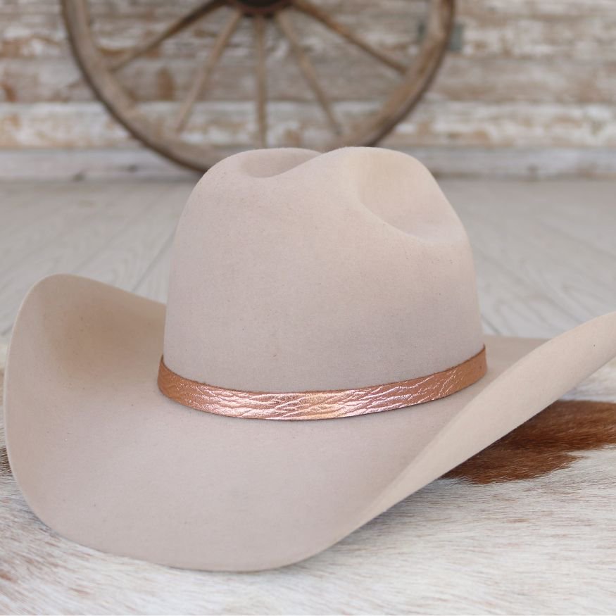 Copper Metallic Leather Hat Band