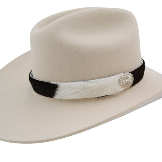 Cowhide Hat Band - Black Brown & White