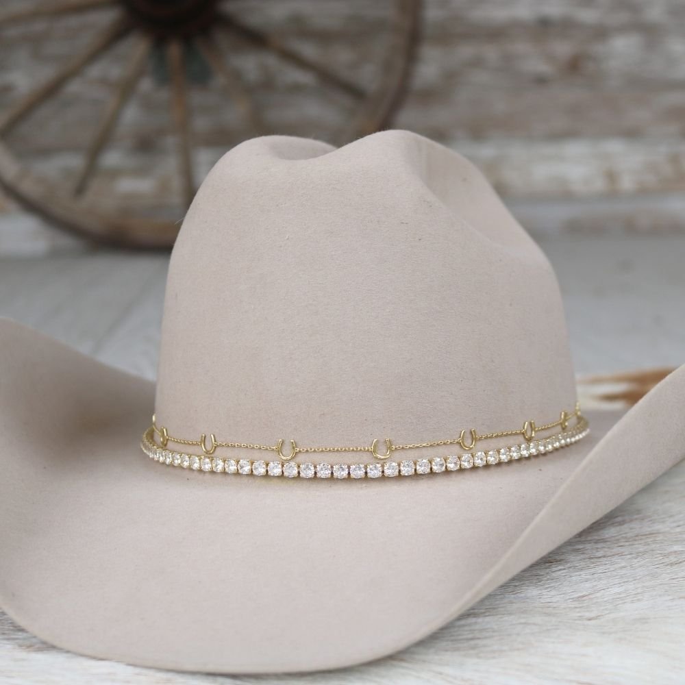14K Gold Plated Horseshoe Chain Hat Band