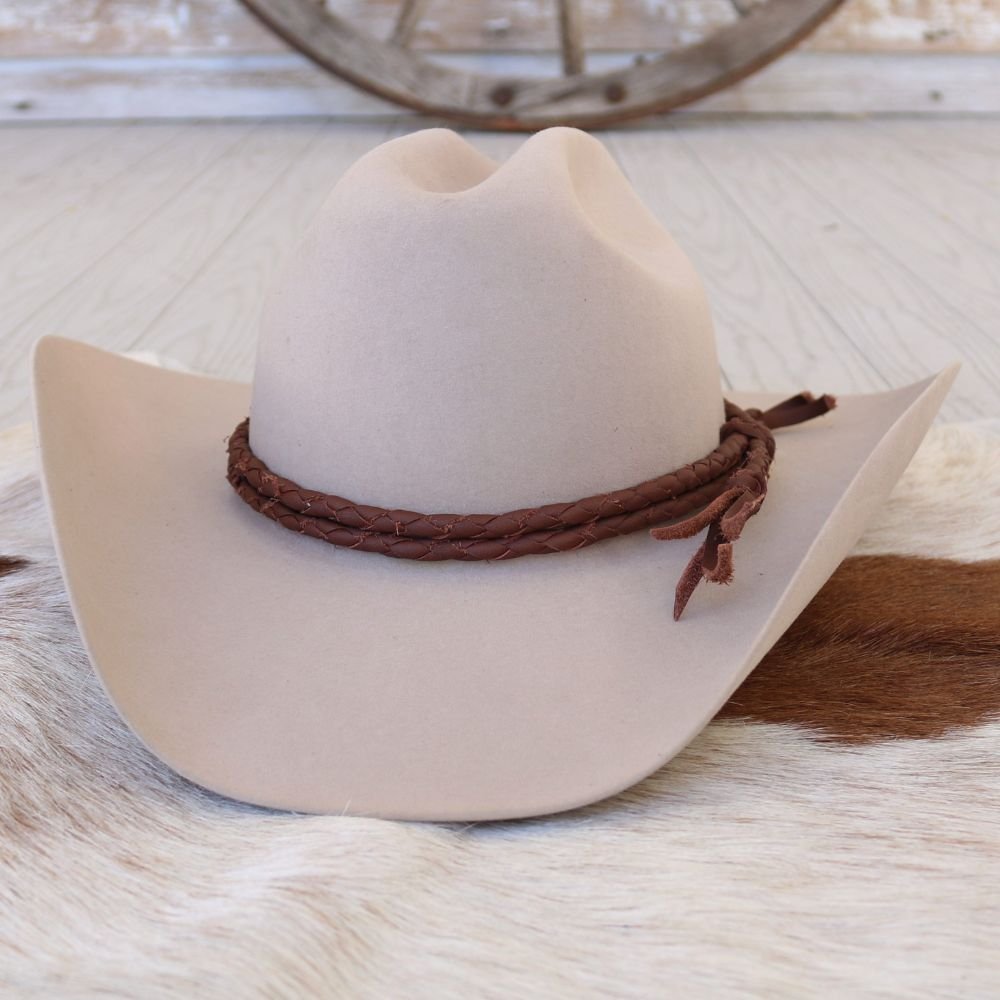 Brown Braided Leather Hat Band