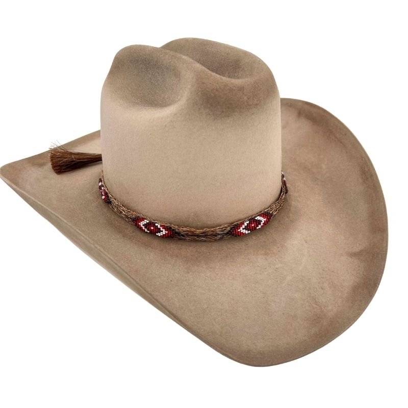 Horsehair Beaded Hat Band - Red Roan