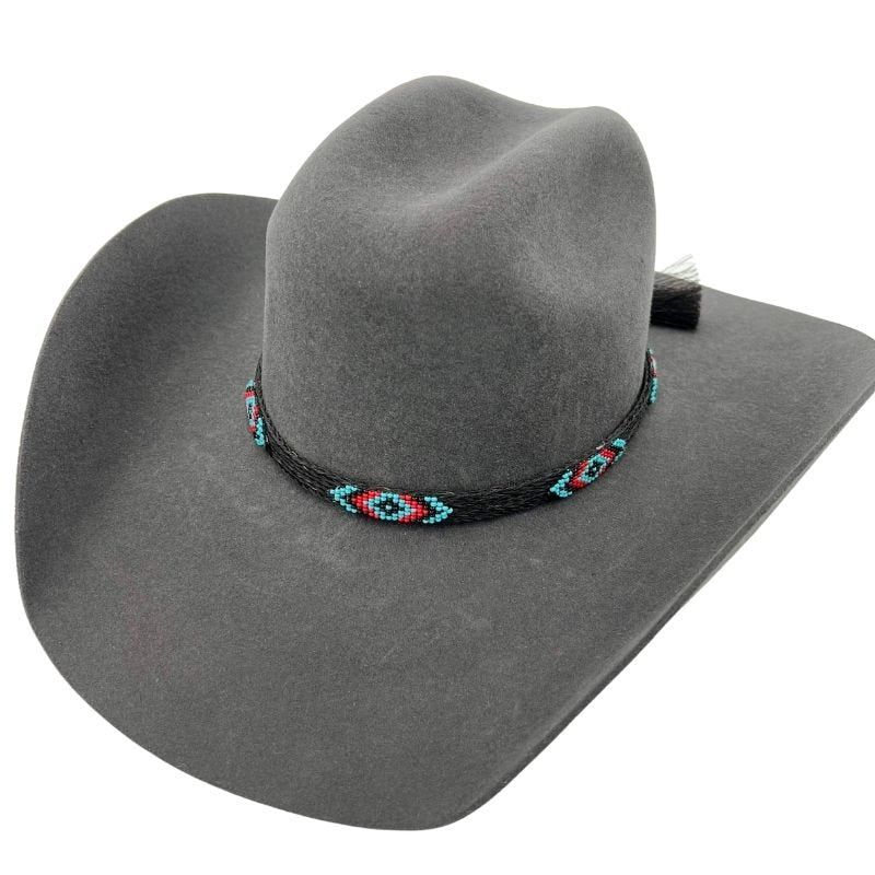 Horsehair Beaded Hat Band - Blue Roan